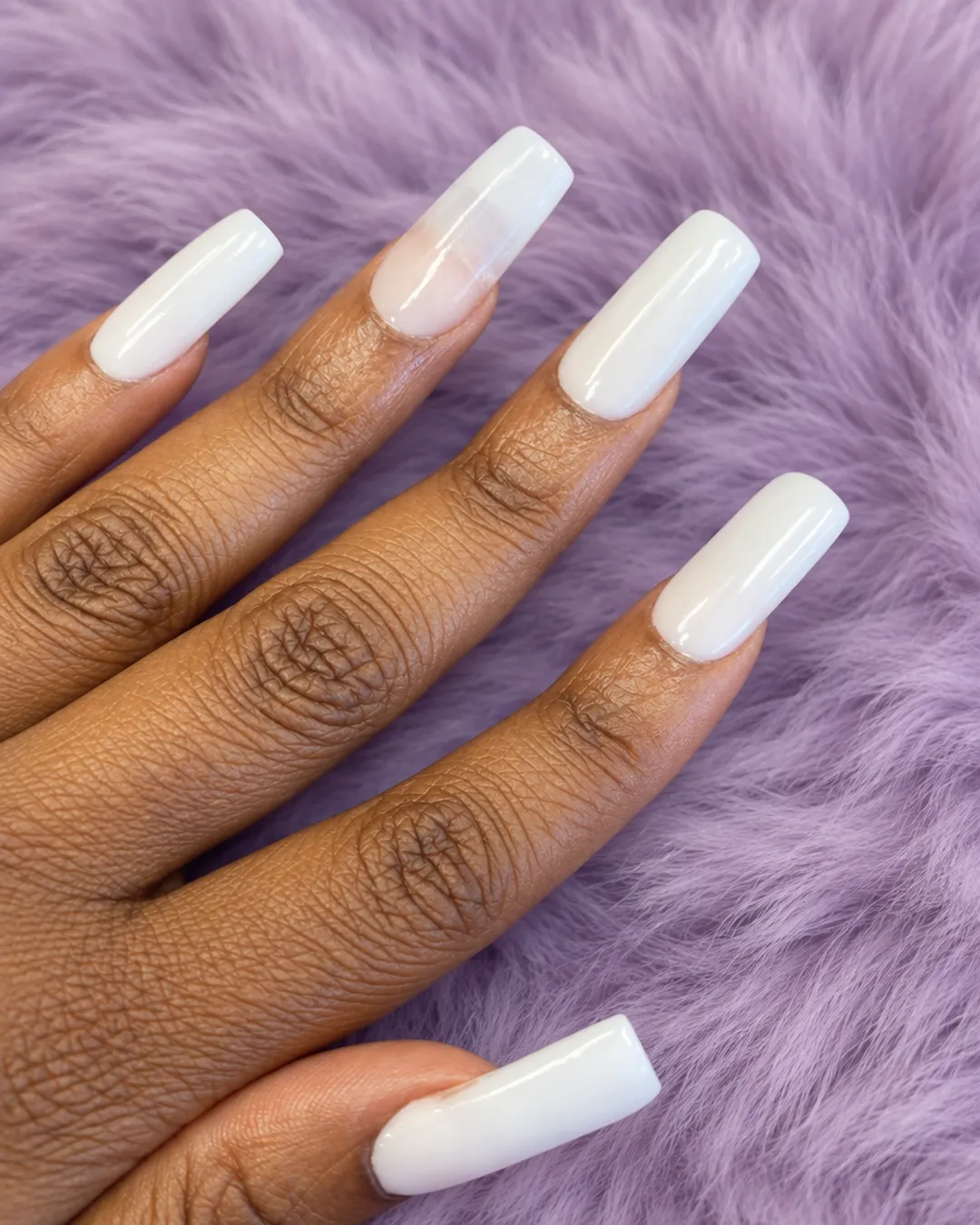 Long milky white square acrylic nails